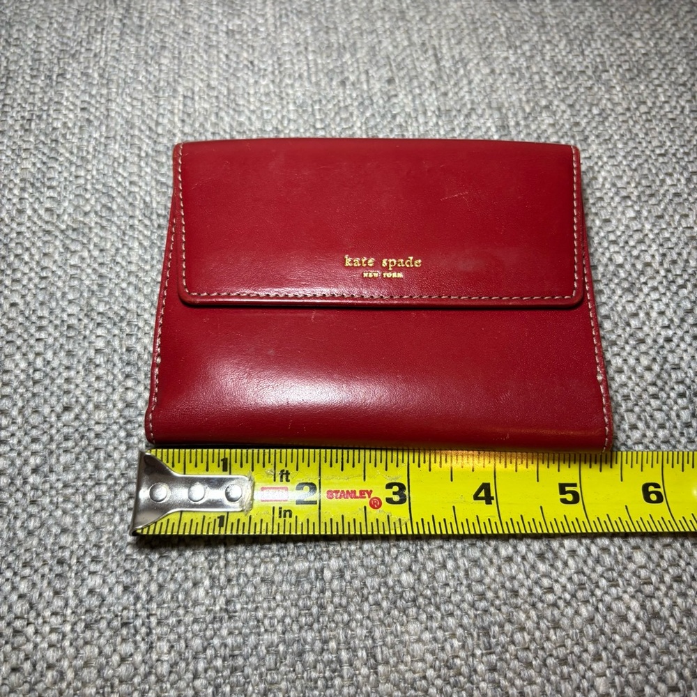 Kate Spade Women’s Red Leather Classic Bifold Wallet Made in Italy - Picture 6 of 9